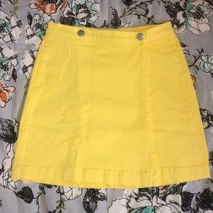 Yellow denim, wrapped button skirt from J. Crew